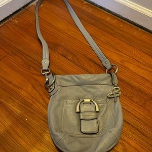 Dooney Burke grey leather cross body.